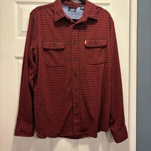 Chaps Red and Black Casual Button Down Shirt